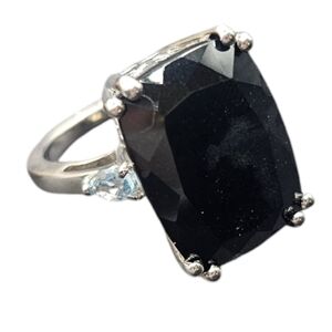 Black Tourmaline and Topaz Ring
